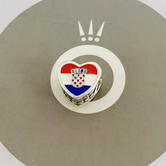 Pandora Croatia Croatian Flag heart Bead Charm Pendant - Picture 1 of 3